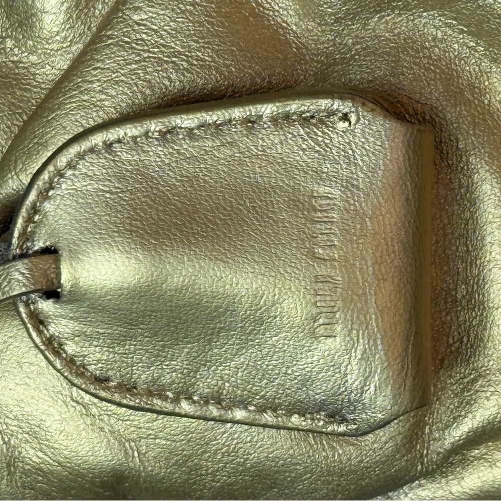 Auth MUI MUI Elegant Gold Y2K mini hobo leather Women's Handbag RARE vintage - Picture 5 of 14